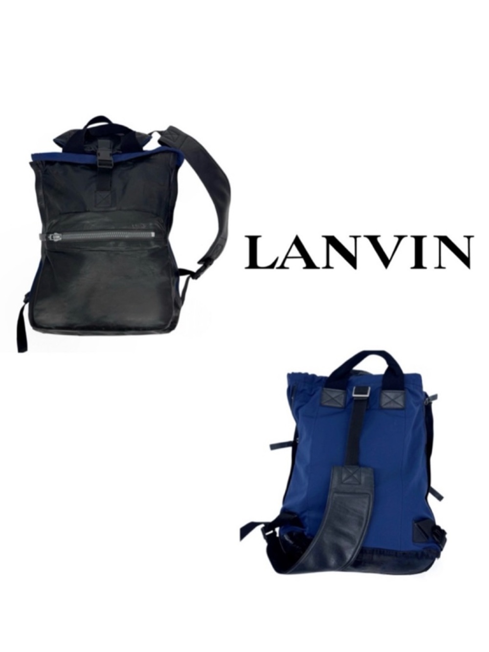 Lanvin Leather and Techno Canvas Backpack